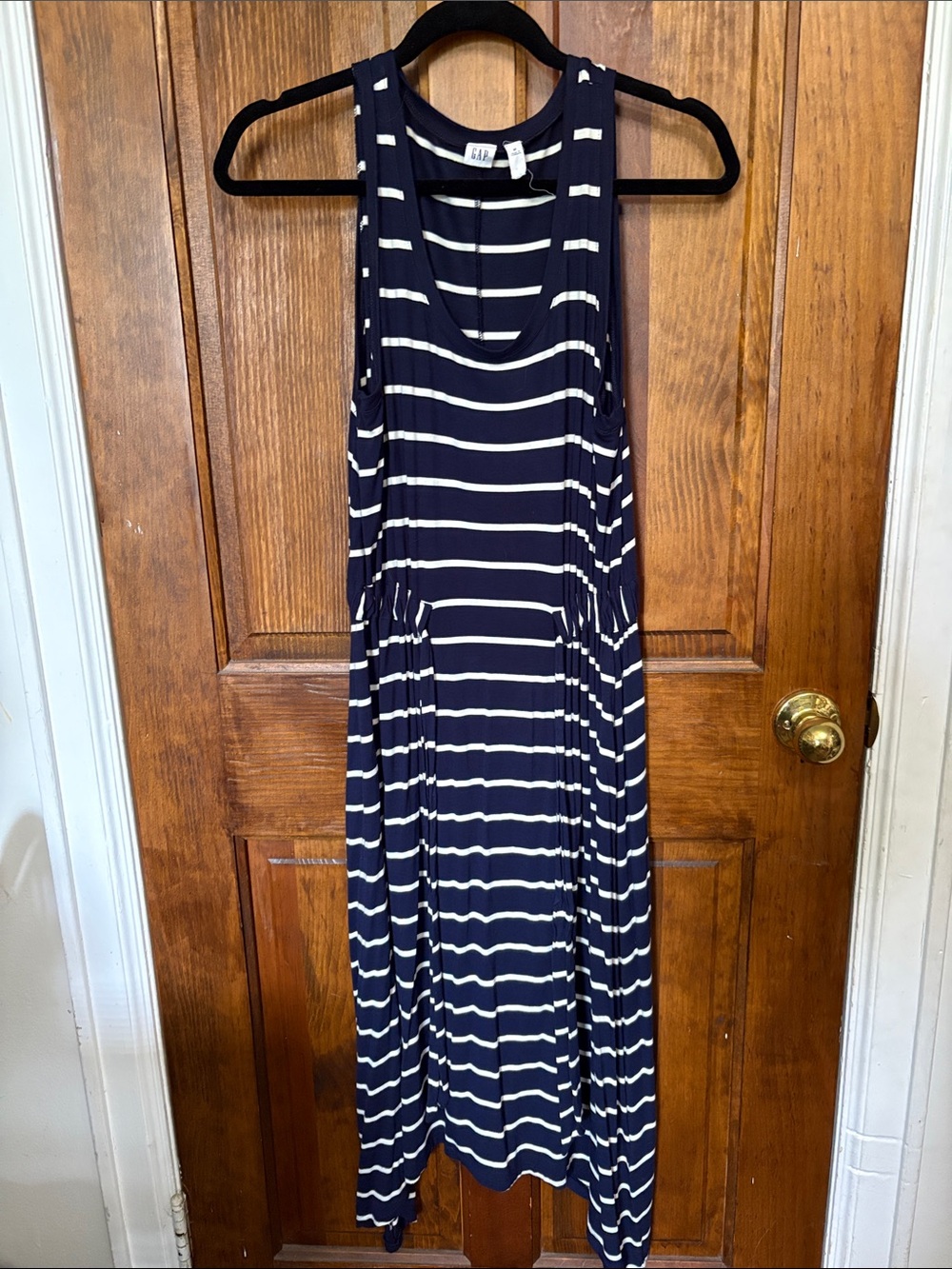 GAP Navy and White Striped Sleeveless Maxi Dress